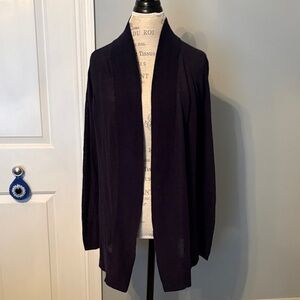 LOFT Black Open-Front Lightweight Cardigan